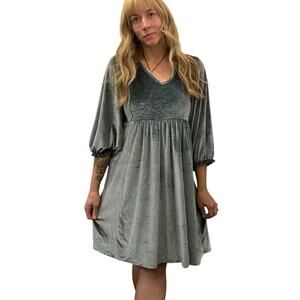 Blue Velvet Baby Doll Style Dress size Large